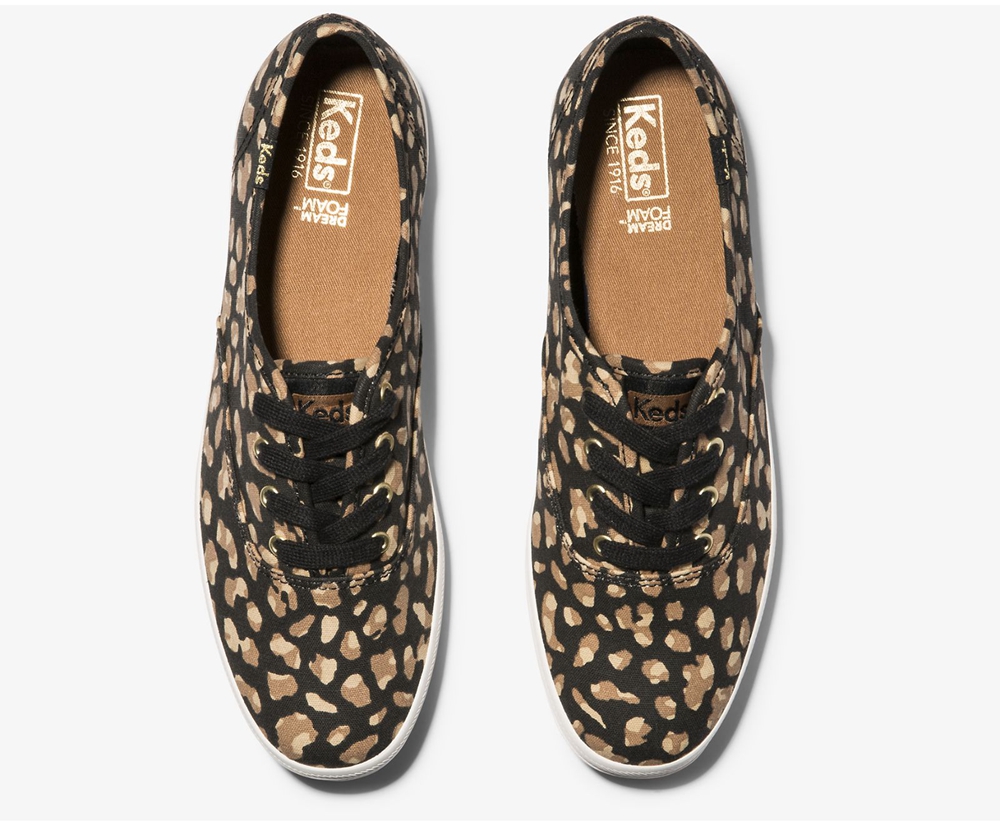 Keds Womens Sneakers Black/Leopard - Champion Animal - 714HKZBXQ